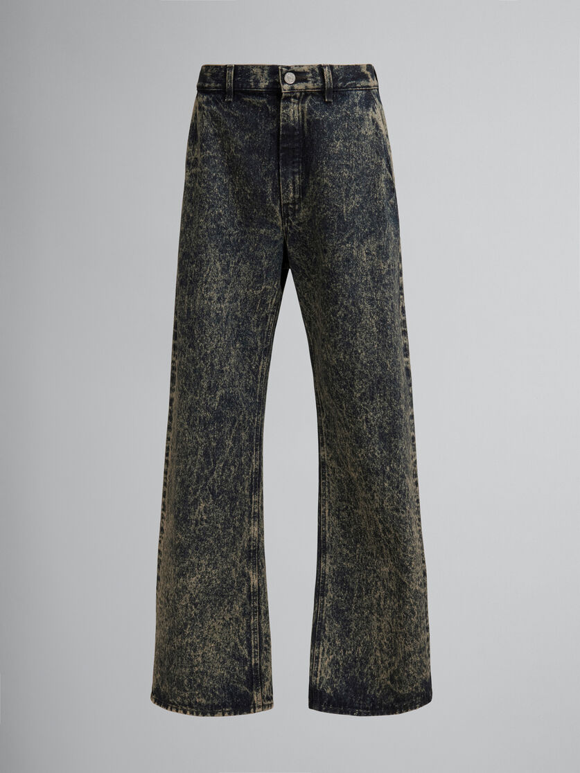 Blue marble denim straight-leg jeans | Marni