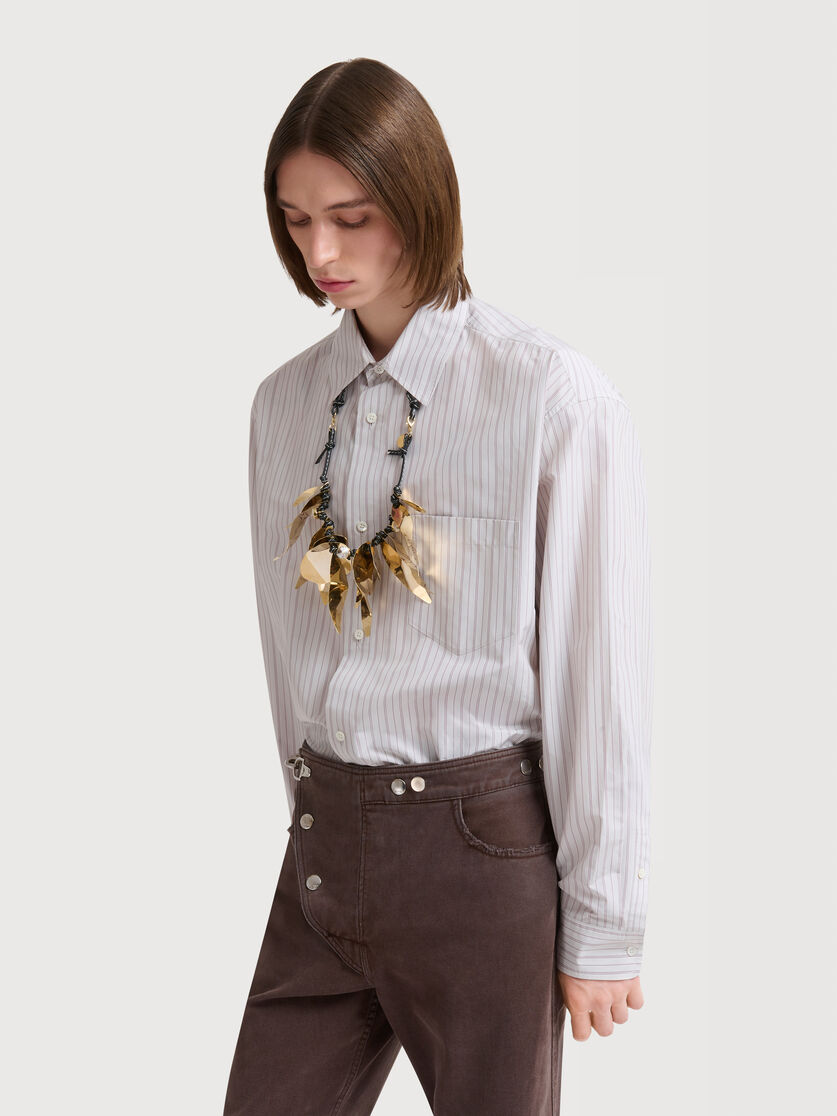 White techno poplin shirt with thin stripe, Image 3