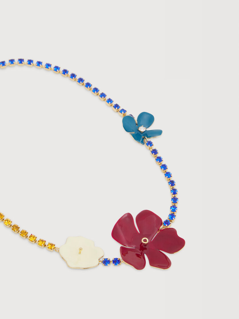 Burgundy enamel flower rhinestone necklace, Image 2