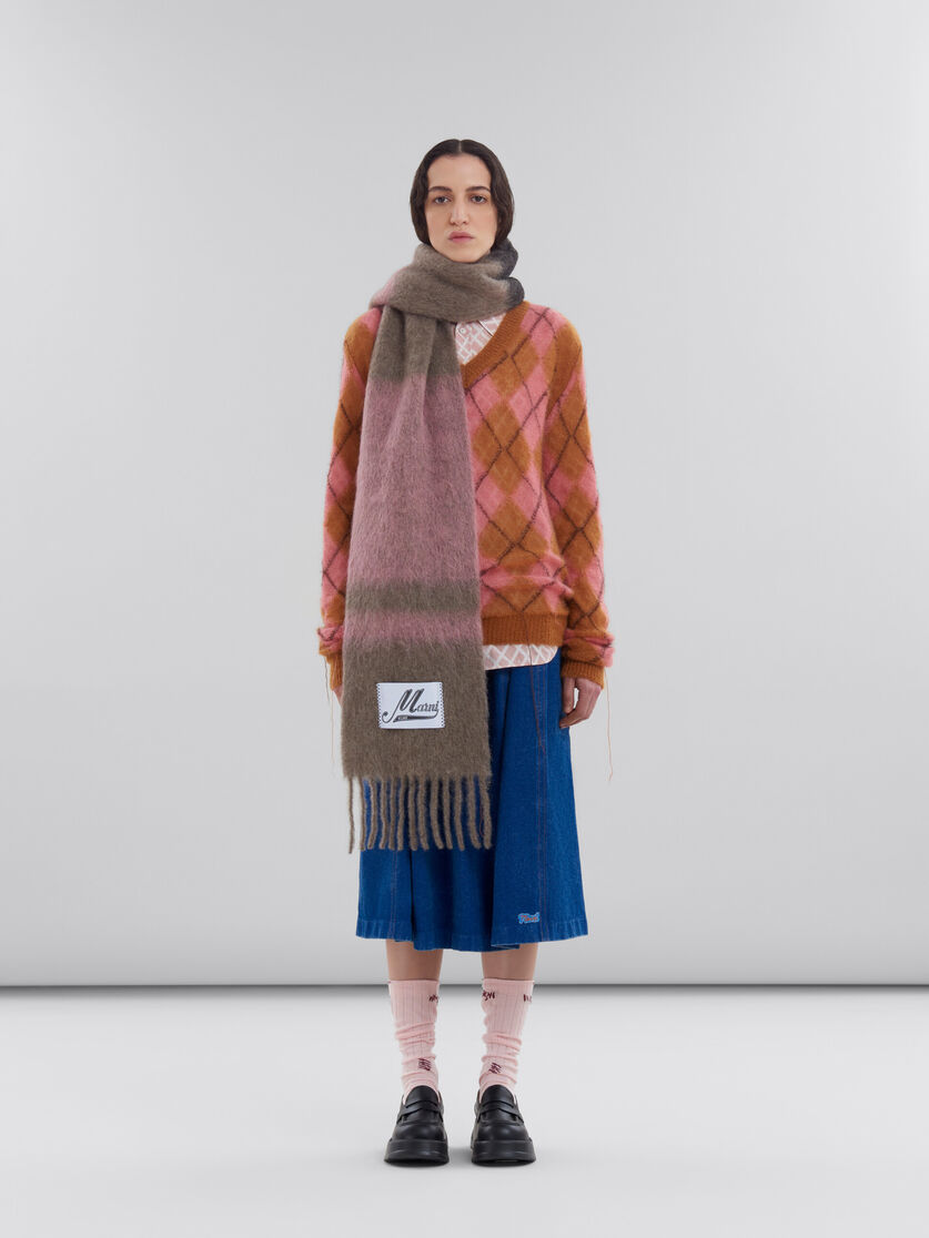 ピンク ストライプ アルパカ・モヘア製 スカーフ | Marni 