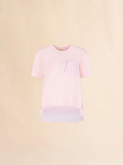 ピンク コットン製T-シャツ ハンドステッチのマルニロゴ入り - Tシャツ