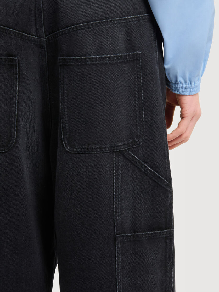 Black denim oversized workwear trousers, Image 4