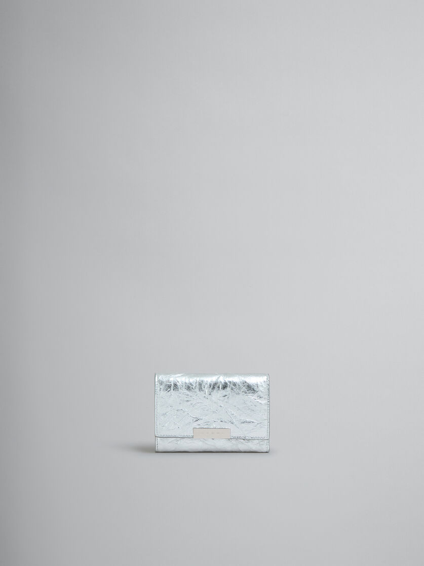 Portafoglio Prisma tri-fold in pelle color argento - Portafogli - Image 1