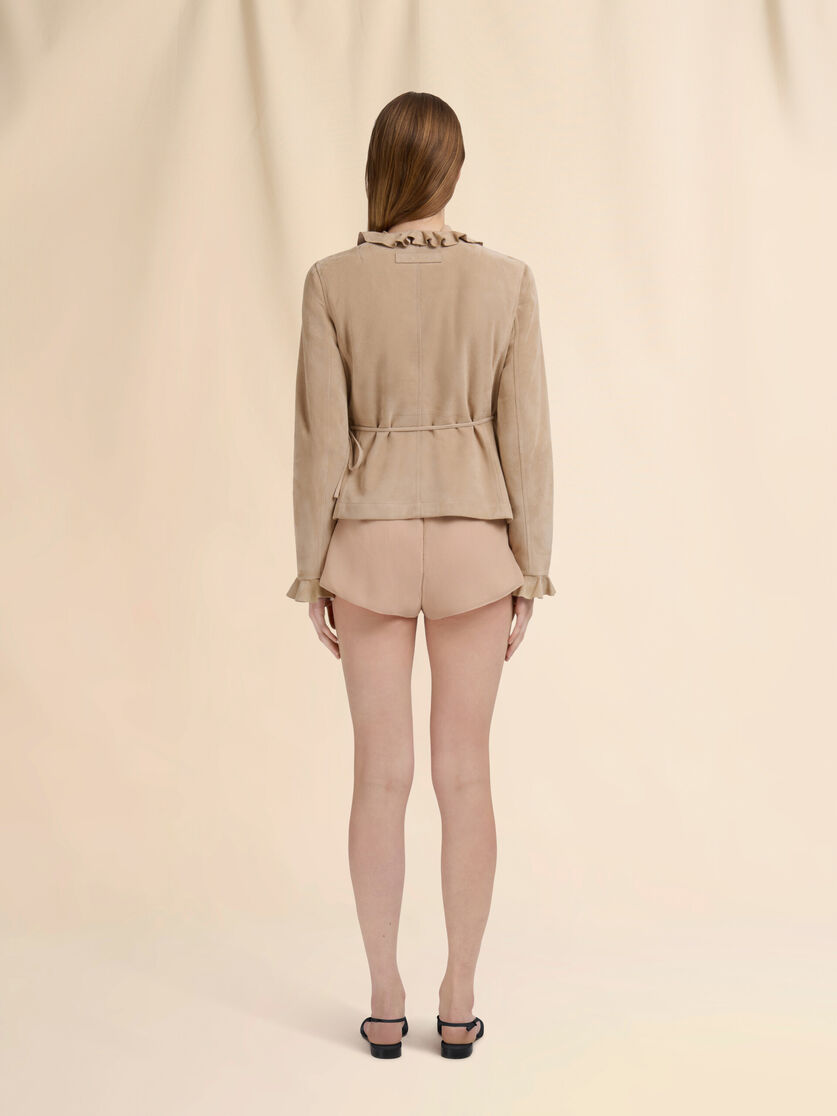 Giacca incrociata in suede marrone - Giacche - Image 3
