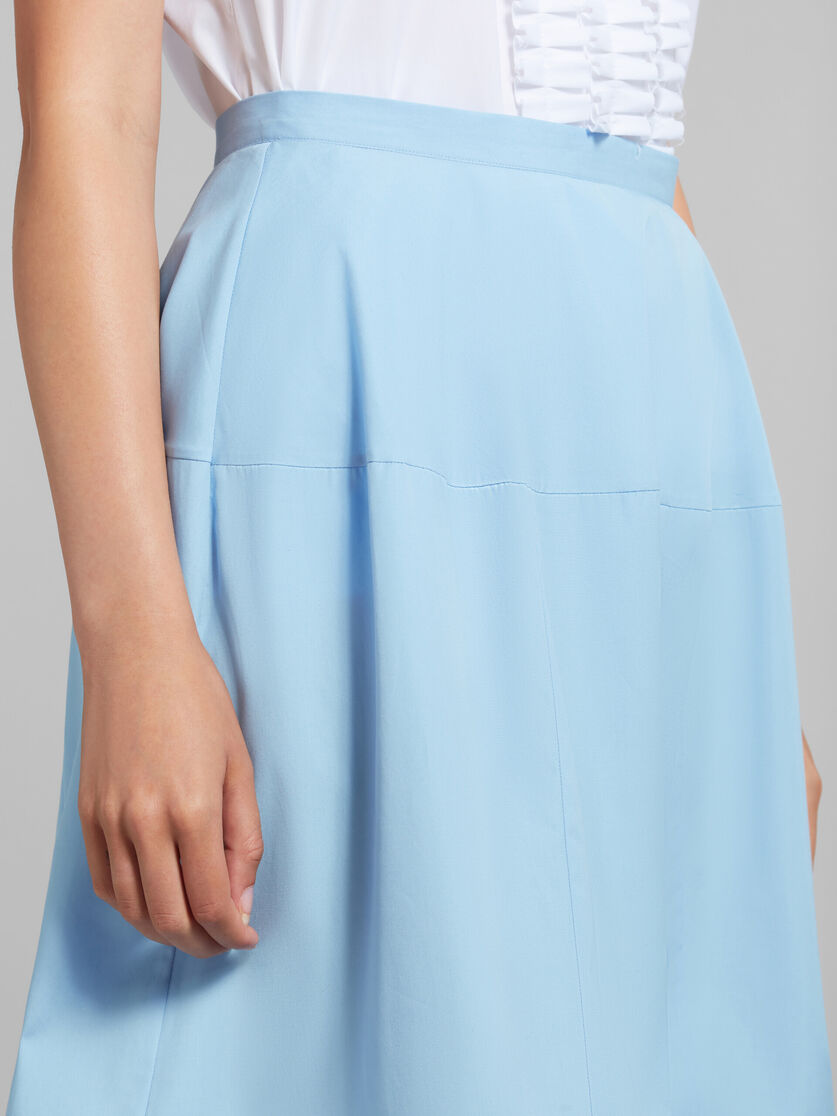 Light blue poplin flared midi skirt - Skirts - Image 4