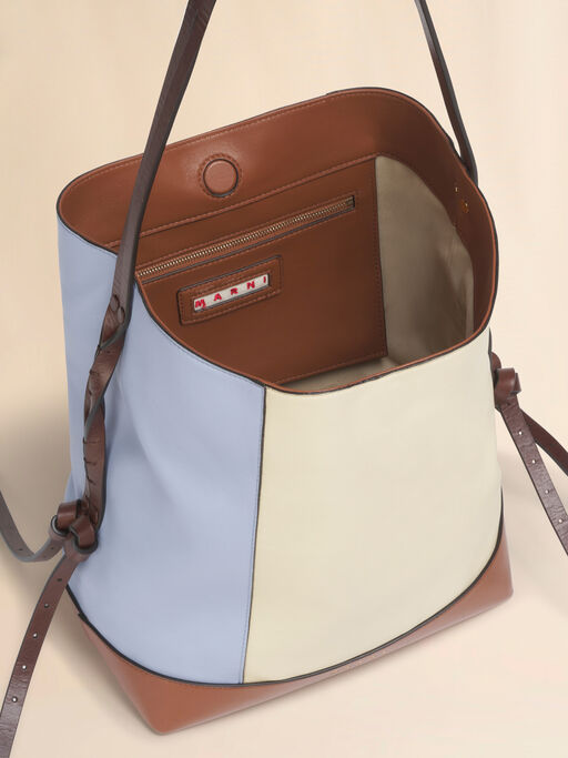 Blue cream and brown leather Pod 2.0 small hobo bag - Shoulder Bags