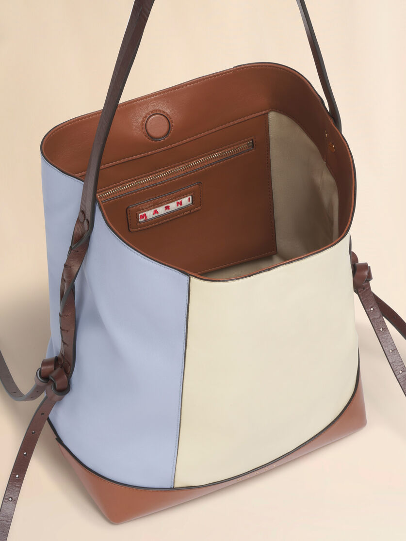 Blue cream and brown leather Pod 2.0 small hobo bag, Image 4