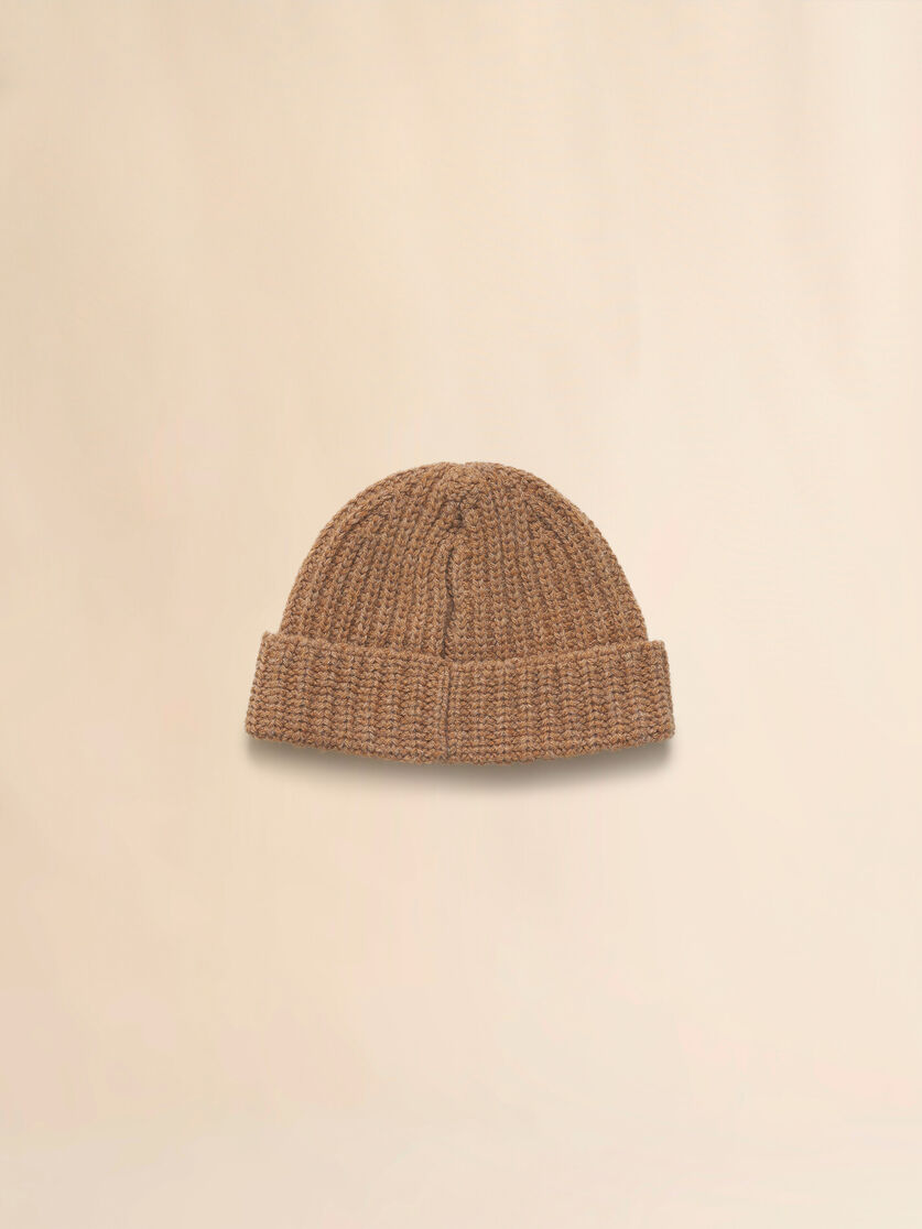 Dunkelgraue Rippstrick-Mütze mit handgesticktem Logo - Hüte - Image 3
