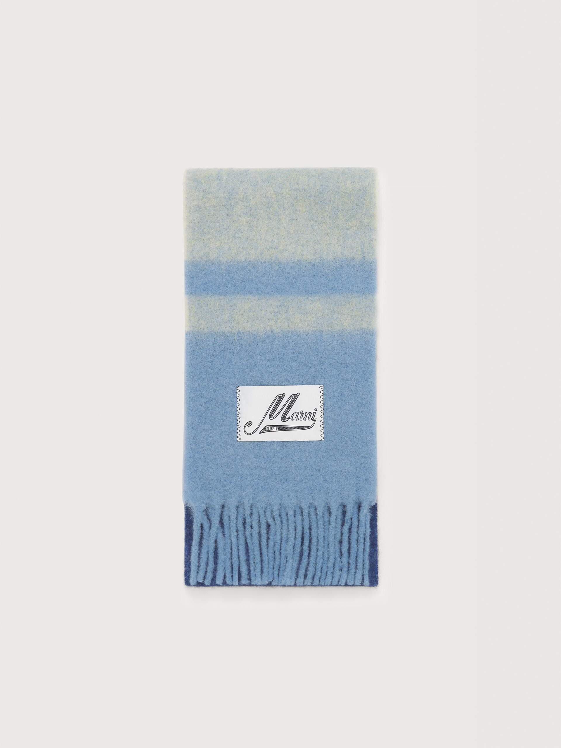 Marni Donna Blu Sciarpa In Alpaca-Mohair A Righe