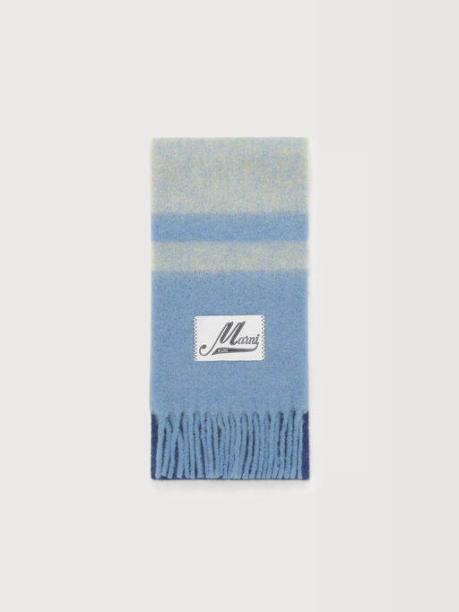 Blue striped alpaca-mohair scarf - Scarves