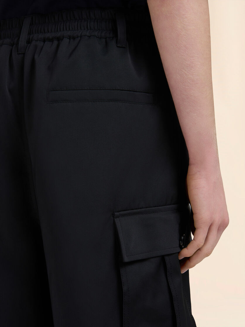 Black water-repellent taffeta cargo pants - Pants - Image 4
