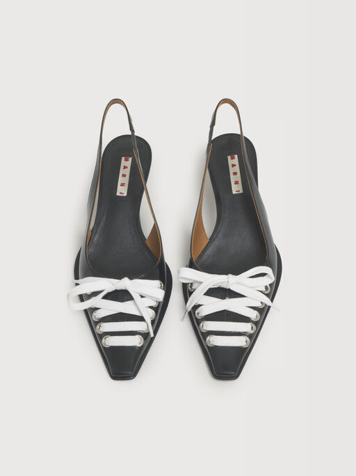 Black leather Kat slingback - Pumps