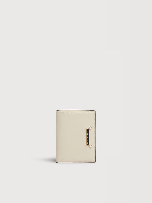 クリーム レザー製 Envelope 二つ折りウォレット - 財布