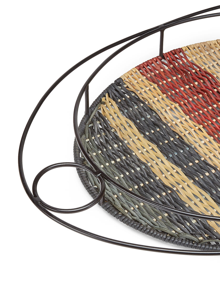 MARNI MARKET oval tray in iron and black, beige and burgundy wicker - Accessories - Image 3