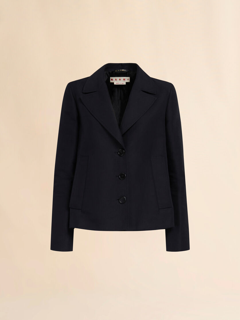 Black A-line cady jacket with back pleat - Jackets - Image 1