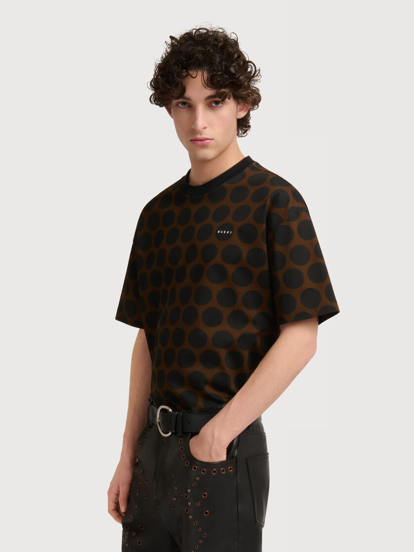 Brown cotton T-shirt with Polka Rhythm print, Image 3