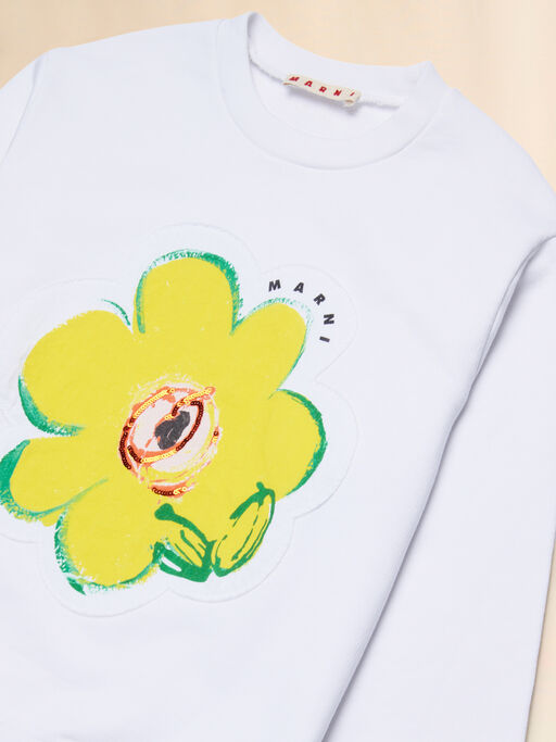 Felpa in cotone bianco con patch Dessert Flower - Maglieria