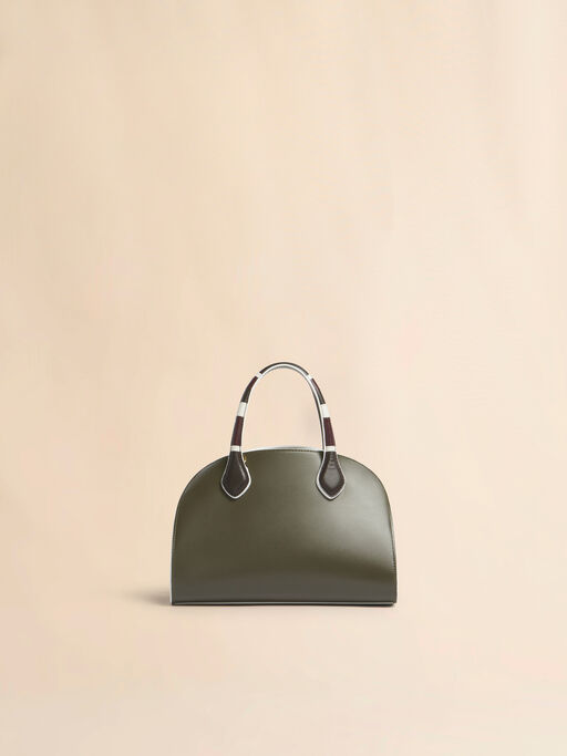 Green leather Overlap small handbag - Handbags