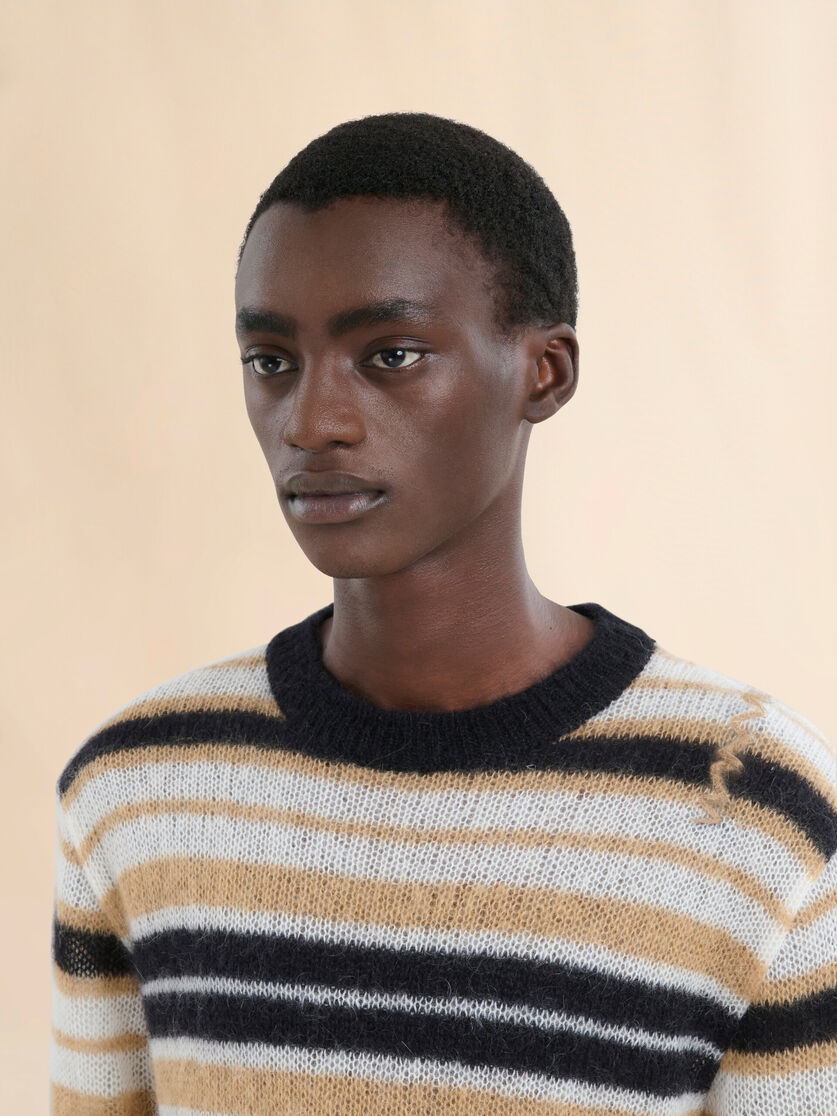 Beige striped brushed mohair jumper - Pullovers - Image 4