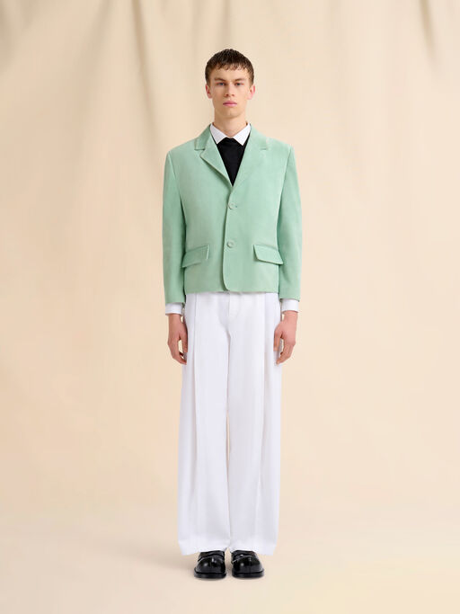 Green suede boxy jacket - Jackets