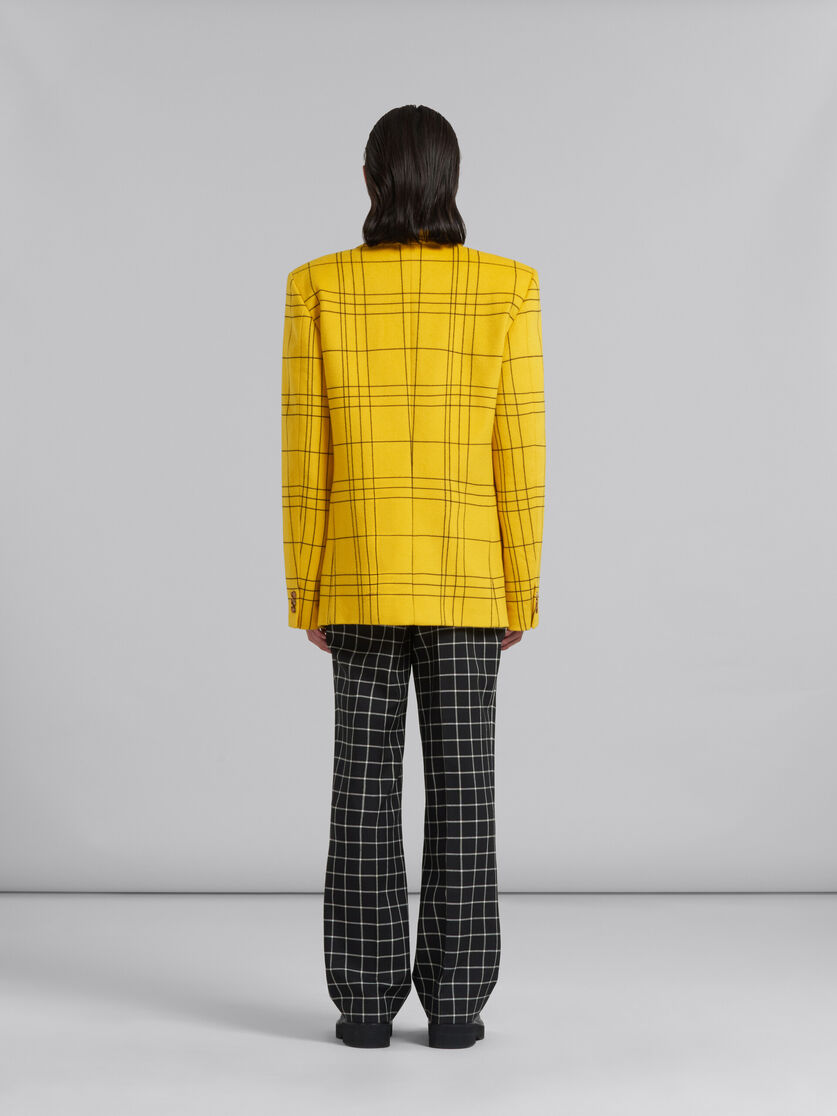 Yellow checked wool felt blazer - Jackets - Image 3