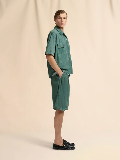 Green suede shirt with pockets - Shirts