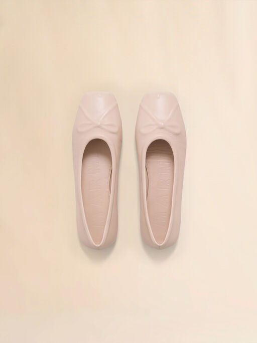 Powder pink nappa leather seamless Little Bow ballet flat - Ballet Shoes