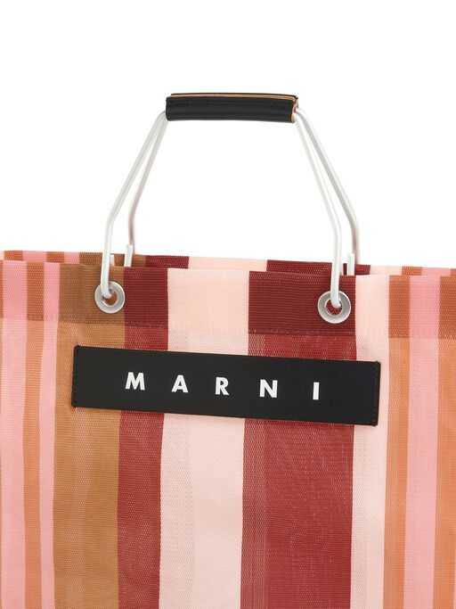 インディアンレッド MARNI MARKET STRIPE BAG - ショッピングバッグ