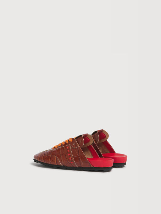 Brown croc-effect leather Softy Soccer slip-on sneaker - Sneakers