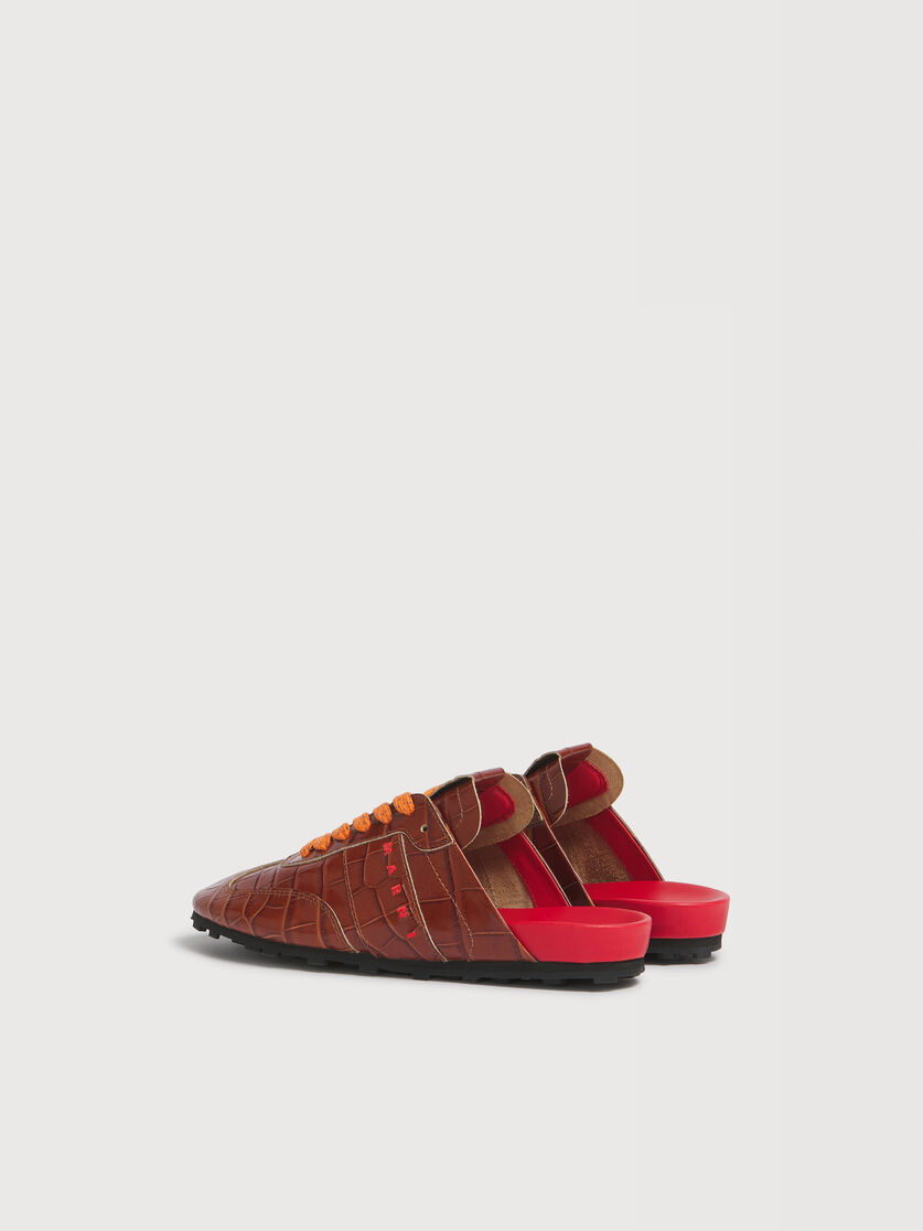 Brown croc-effect leather Softy Soccer slip-on sneaker, Image 3