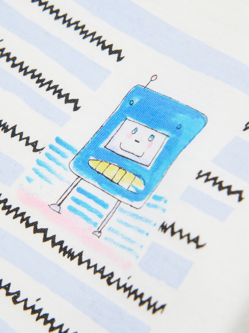 Off-white cotton long-sleeved T-shirt with Robottini print - T-shirts - Image 4