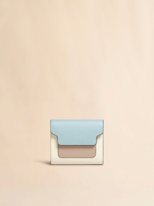 Light blue beige and white saffiano leather wallet - Wallets