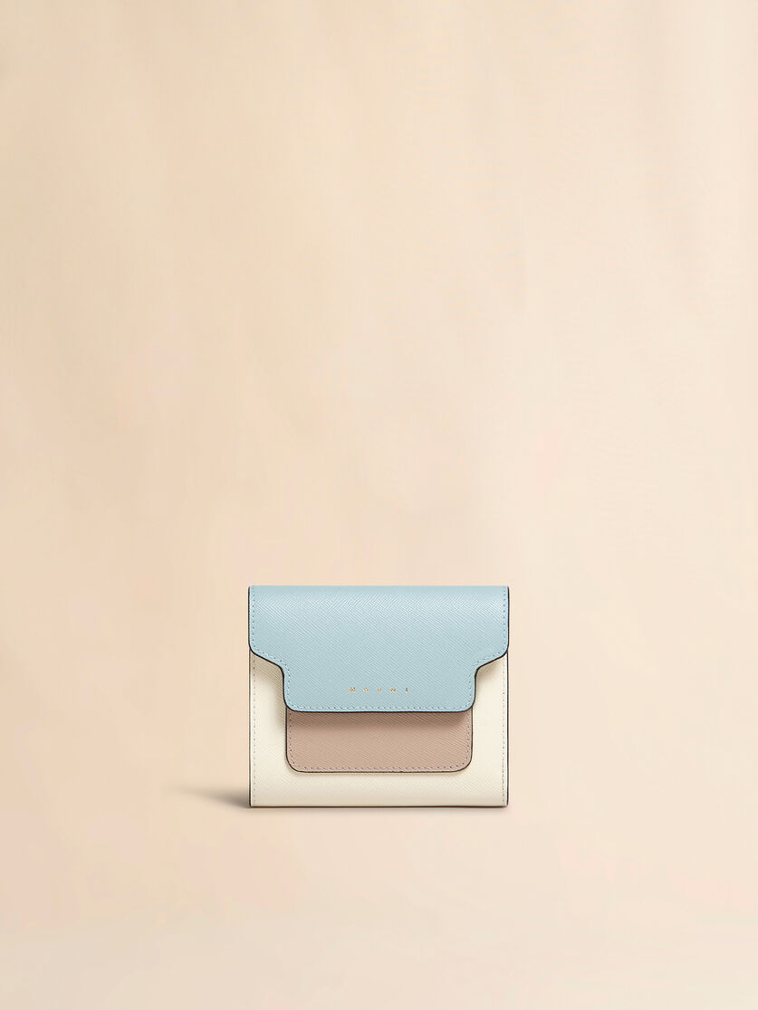 Light green white and brown saffiano leather wallet - Wallets - Image 1