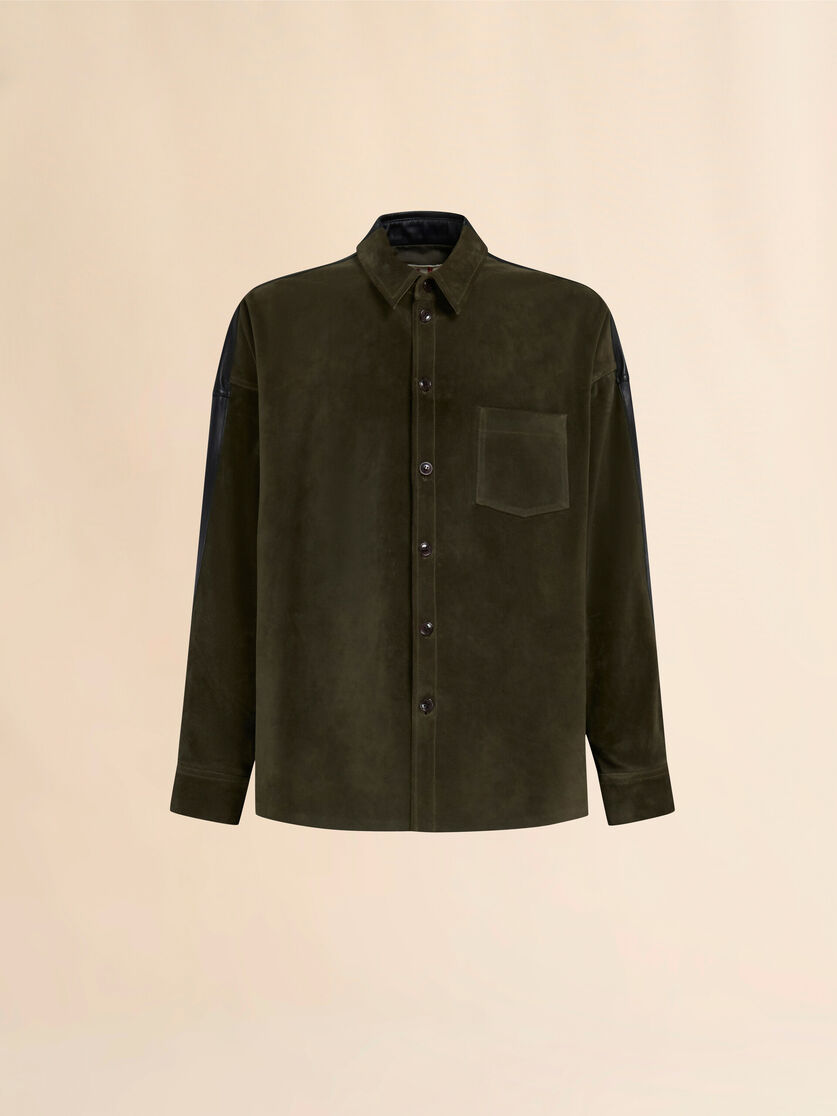 Green suede shirt with leather back - Shirts - Image 1