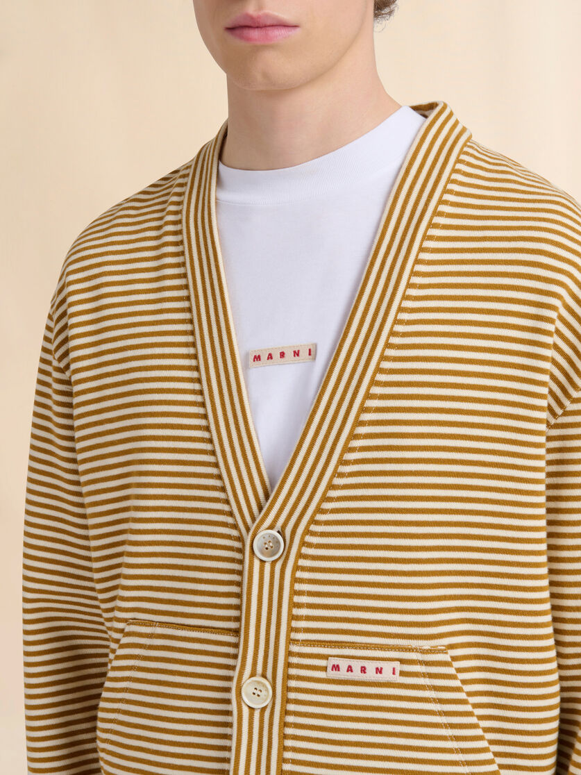 옐로우 화이트 스트라이프 카디건 스웻셔츠 - 스웨터 - Image 4