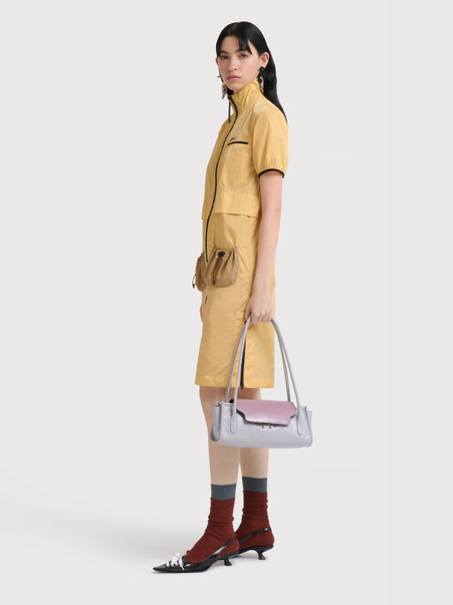 Grey and purple leather Trunkette bag - Shoulder Bags