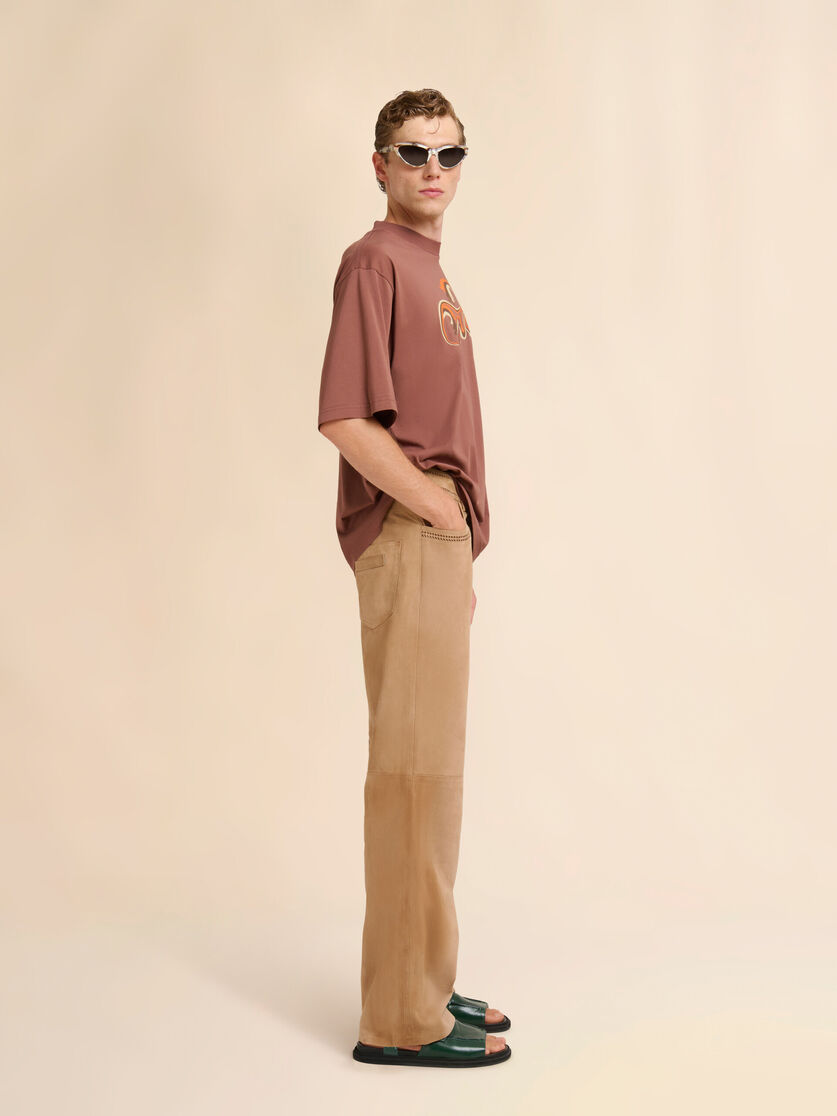 White cotton T-shirt with Marni Wave print, Image 5