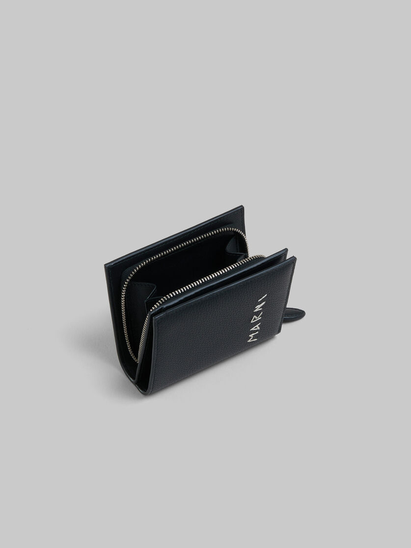 Black leather zip-around bifold wallet with Marni mending | Marni