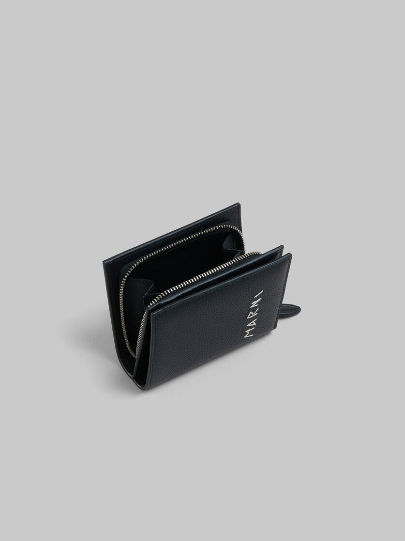 Black leather zip-around bifold wallet with Marni mending - Wallets - Image 5