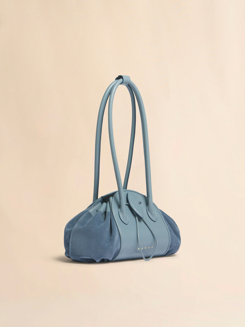 Blue leather and suede Tulipea shoulder bag, Image 6