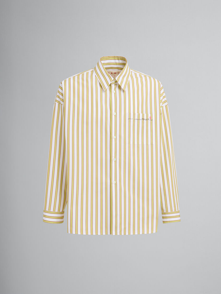 Yellow and orange striped organic poplin shirt - Shirts - Image 1