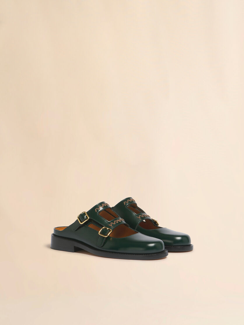 Deep green leather Bambi 3.0 loafer with double buckle, Image 2