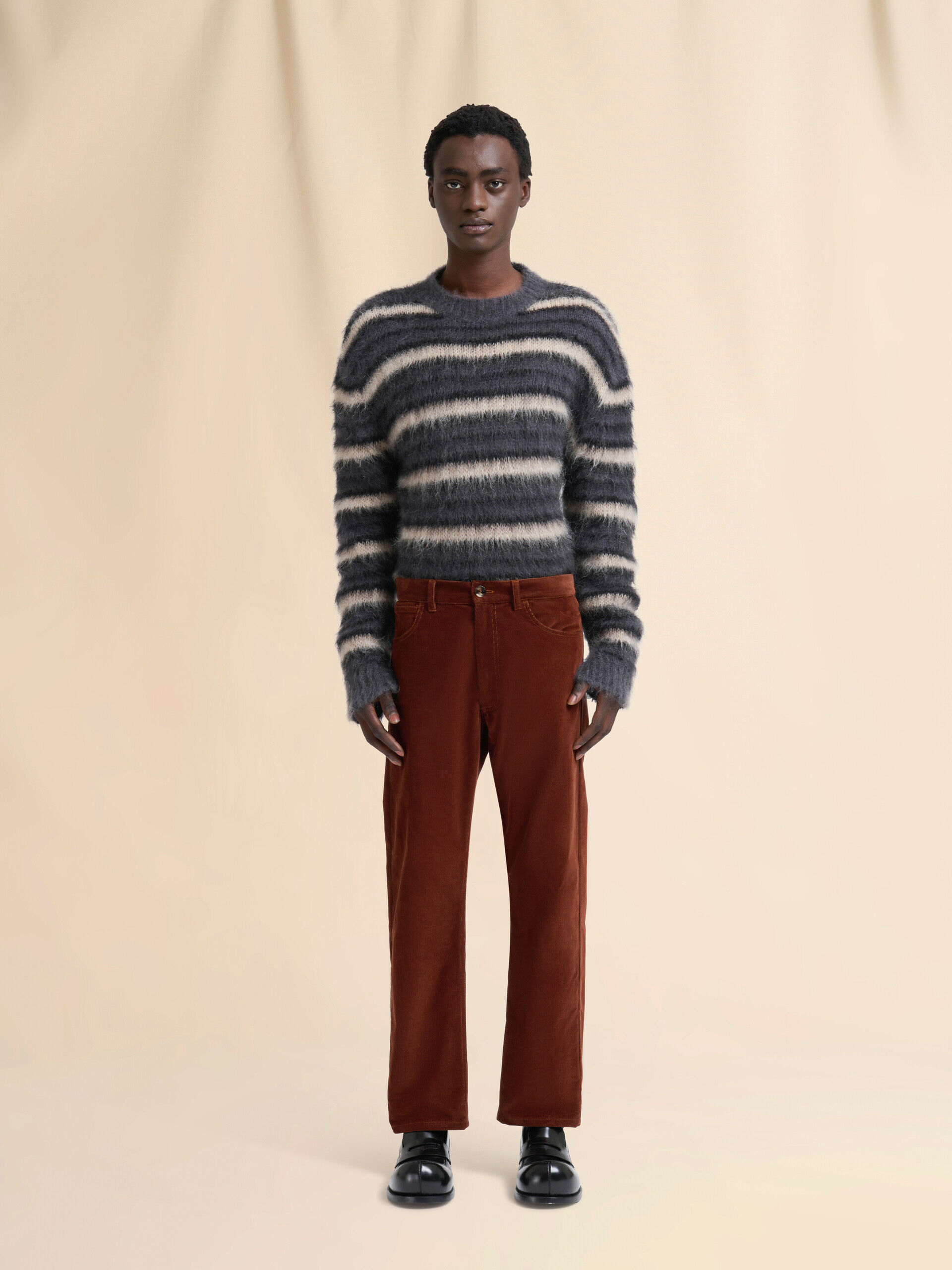 MARNI イタリア製 マルニ コーデュロイ ワイドパンツ ブラウン ブラウン コーデュロイパンツ Trunkaroo ロゴ付き | Marni