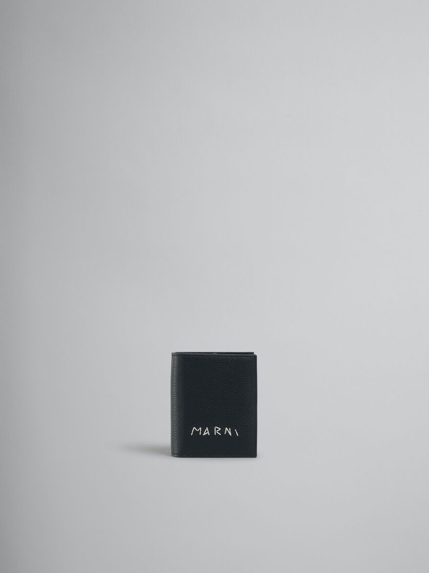 Portefeuille zippé à deux volets en cuir noir avec effet raccommodé Marni - Portefeuilles - Image 1