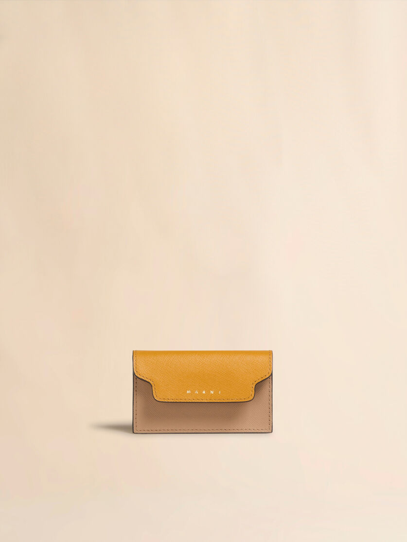 Green, white and brown saffiano leather business card case - Wallets - Image 1