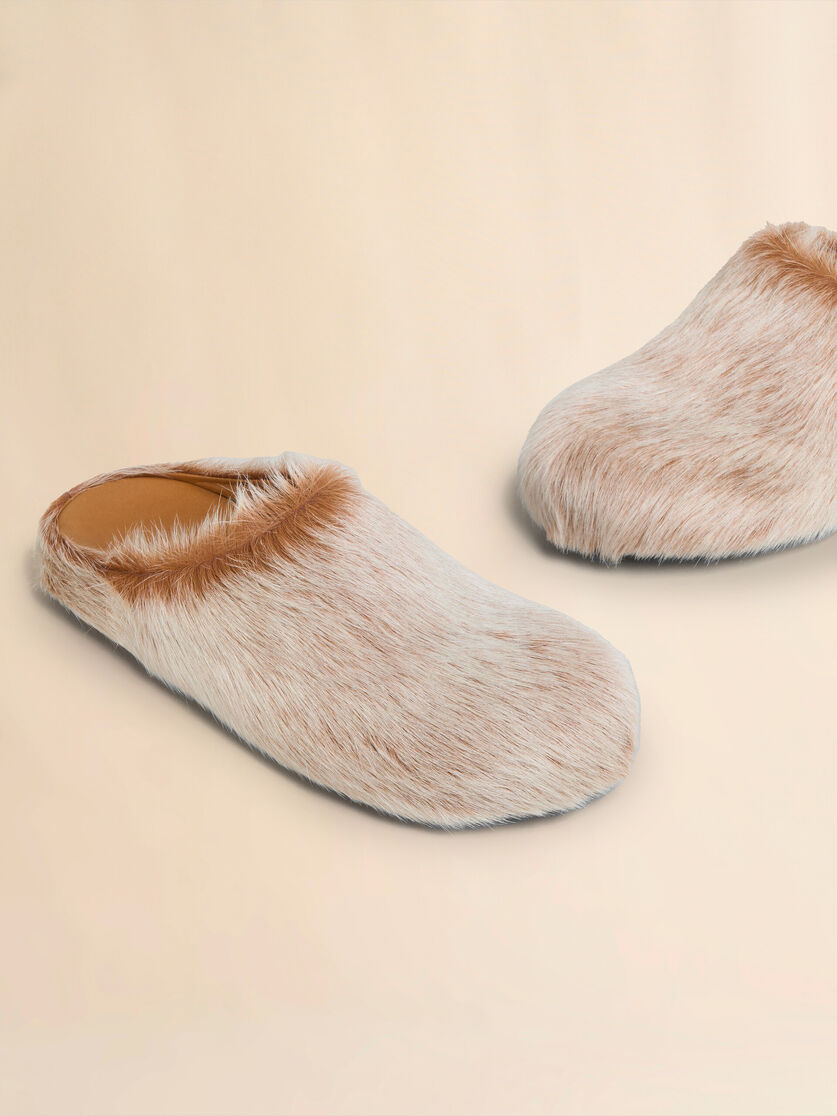 Blue-grey long hair calfskin Fussbett sabot - Clogs - Image 5