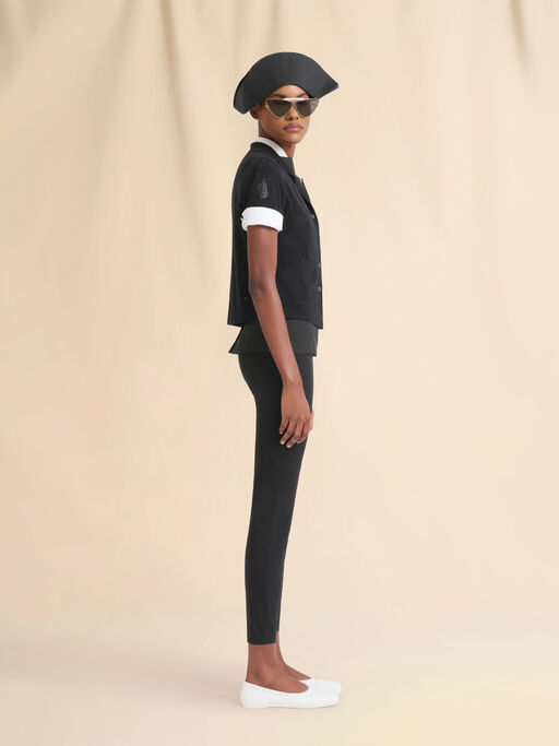 Black wool-silk knit openwork shirt - Shirts