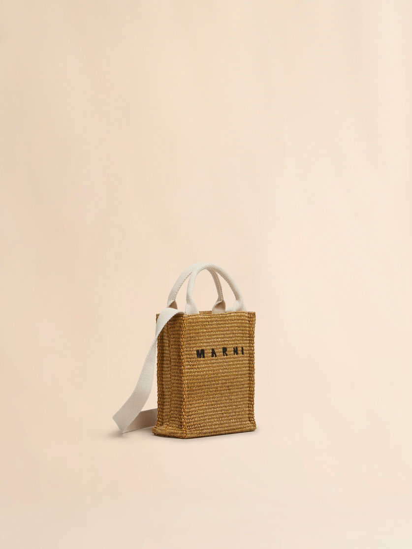 Braune Mini-Handtasche aus Stoff in Raffia-Optik - Shopper - Image 6