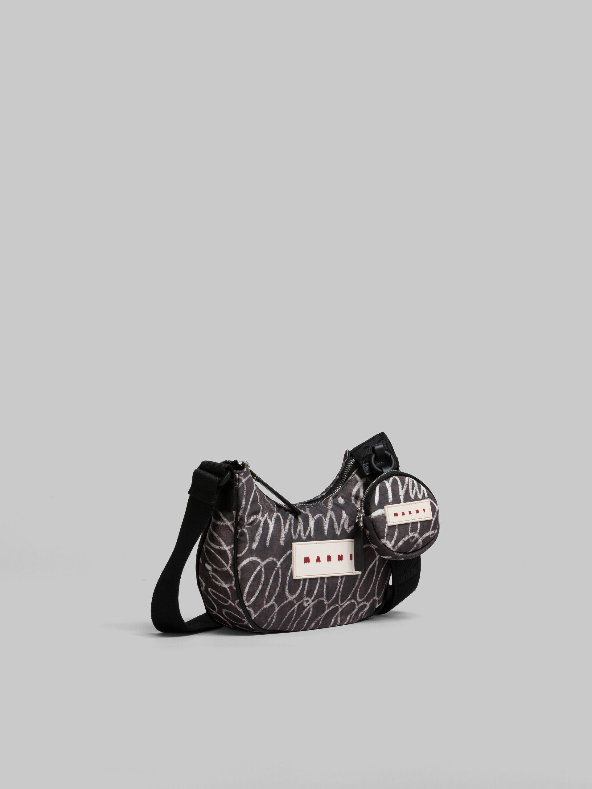 Black Puff hobo bag with Marni Scribble print | Marni