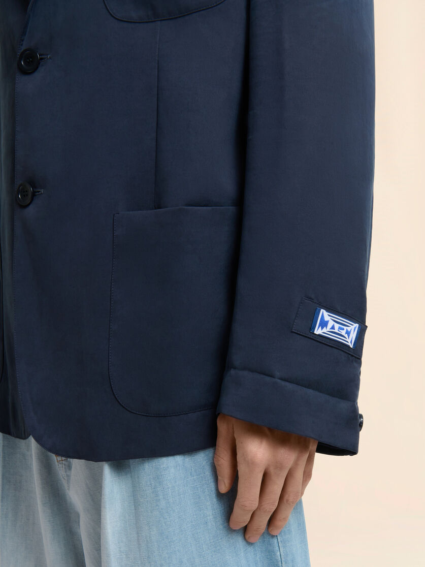 Deep blue satin single-breasted jacket, Image 5